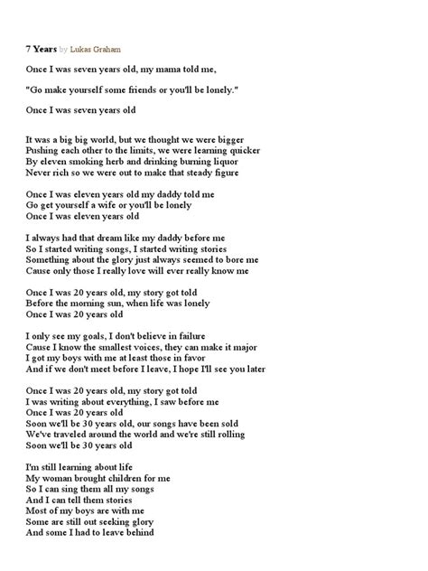 7 Years By Lukas Graham Pdf