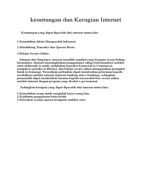 Keuntungan Dan Kerugian Internet Pdf