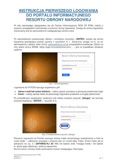 Pdf Instrukcja Pierwszego Logowania Do Portalu Instrukcja