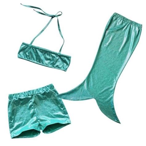 MAILLOT DE BAIN Enfant Fille Maillot de Bain 3 Pièces Bikini Sirène Queue Tenue Été Pour Enfant