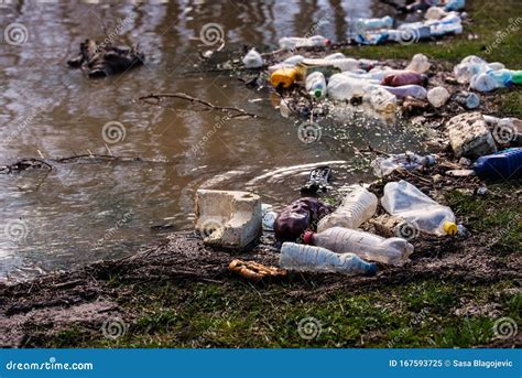 Garbage In The River Stock Image Image Of Bottles Environmental