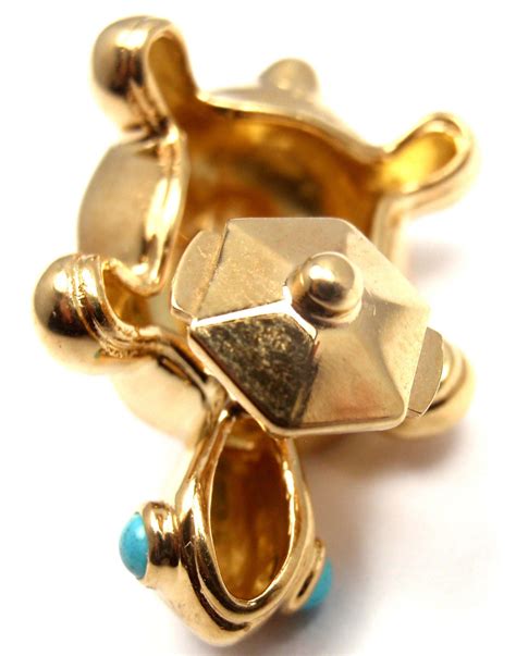 Cartier Turquoise Yellow Gold Turtle Tie Lapel Pin At 1stdibs