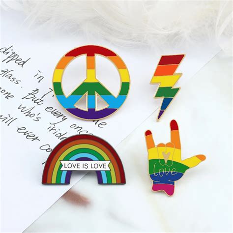 Lgbt Custom Pride Pins Badges For Lesbian Gay Men Creative Love Hand Gesture Brooches Enamel