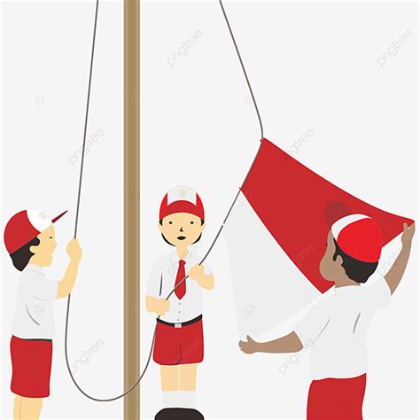 Indonesia Clipart Vector Pengibar Bendera Upacara Kemerdekaan