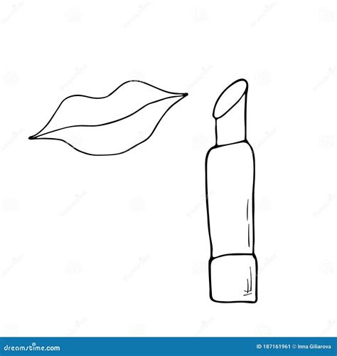 Lip Balsam Or Lipstick And Lip Balm Doodle Hand Drawn Icon Outline