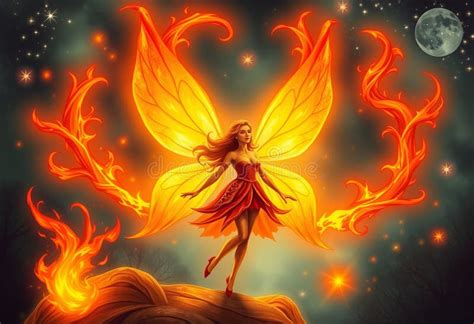Ember The Fire Fairy A Fiery Fairy Who Lights Up The Night Sky W Stock