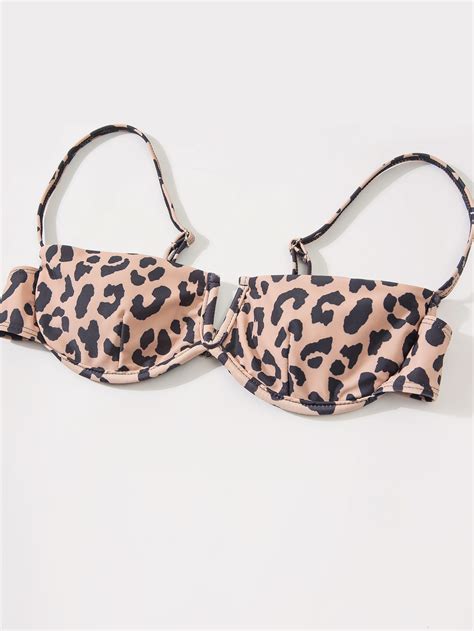 Bikini Swimsuit Bikini Digital Print Sexy Leopard Split V Top Swimsuit On Luulla