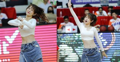 Hot TikToker Lê Bống khoe vòng eo con kiến và vũ đạo cực đỉnh khi đi cổ vũ bóng rổ