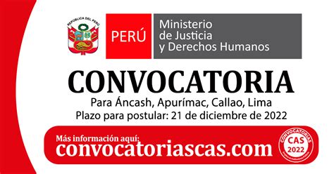 CONVOCATORIA MINISTERIO DE JUSTICIA MINJUS CAS 5 Plazas Derecho