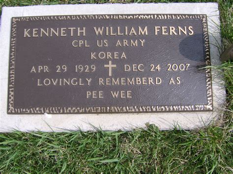 Cpl Kenneth William Pee Wee Ferns Find A Grave Memorial