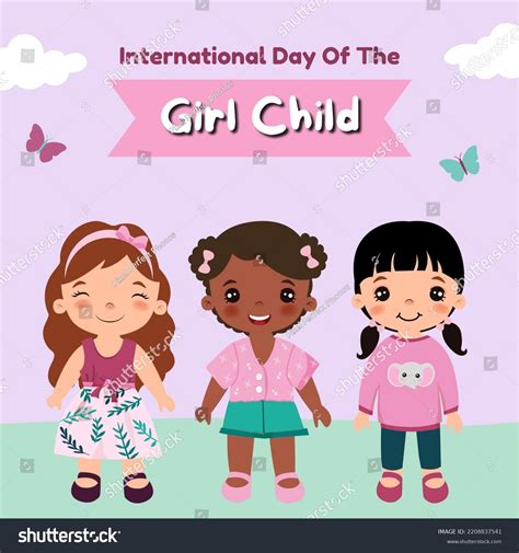 International Day Girl Child Banner Design Stock Illustration
