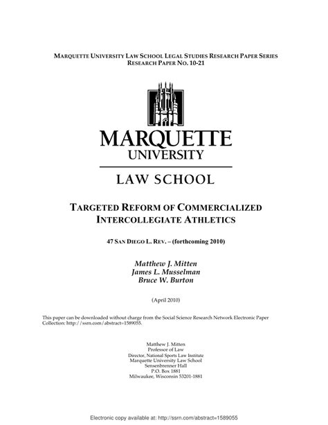 Pdf Targeted Reform Of Commercialized Intercollegiate Athletics