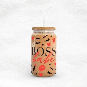 Boss Babe Oz Glass Can Svg Makeup Glass Can Wrap Boss Lady Glass Can Wrap Svg Files For