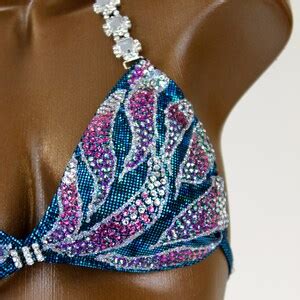 NPC IFBB Competition Bikini Ombre Leaves Two Piece Figure Competition Suit Bodybuilding