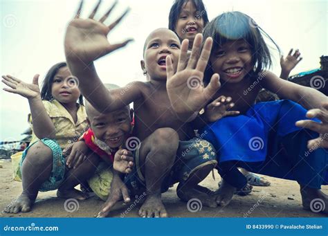 Poor Cambodian Kids Smiling Editorial Image Image Of Asia Cambodia