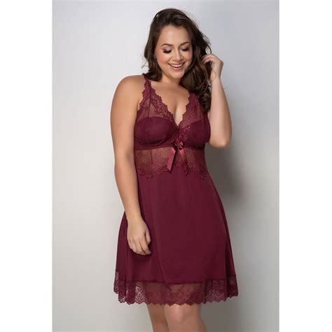 Camisola Plus Size Nadador Em Liganete E Renda O Compra Facil Lingerie
