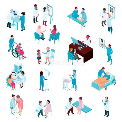 Doctors and Nurses Isometric Set Stock Vector - Illustration of dropper, blood: 211623834