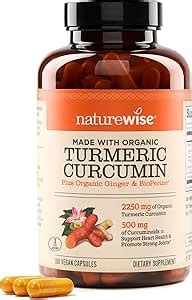 NatureWise ORGANIC Curcumin Turmeric 120 Caps 500 Mg Includes Ginger