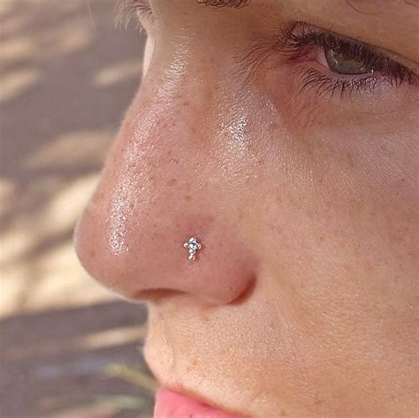 Teeny Tiny Nose Stud Crystal Nose Piercing Sterling Silver Nostril