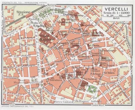 C Vercelli Pianta Della Citt Carta Geografica Epoca Vintage Map