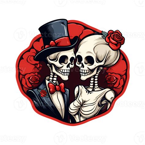 Ai Generated Skull Couple Art Illustrations For Stickers Tshirt Design Poster Etc 36556096 Png