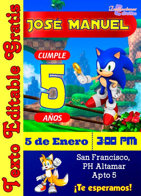 Invitación de Sonic Gratis Invitaciones Editables 2023