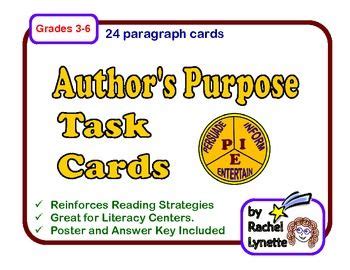 Author S Purpose Task Cards Using Pie Print And Digital With Easel