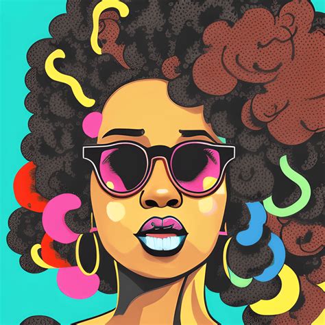 Classy Painting Comic Style Pop Art Black Girl With Sunglasses