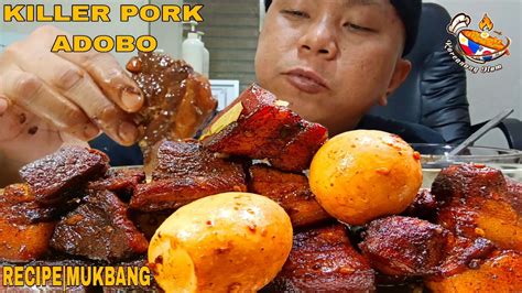 KILLER PORK ADOBO ADOBONG BABOY TUYO MUKBANG ASMR INDOOR COOKING