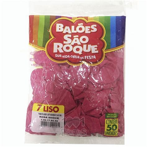 Bal O Bexiga S O Roque Liso Unidades Latex Cor Rosa Shock