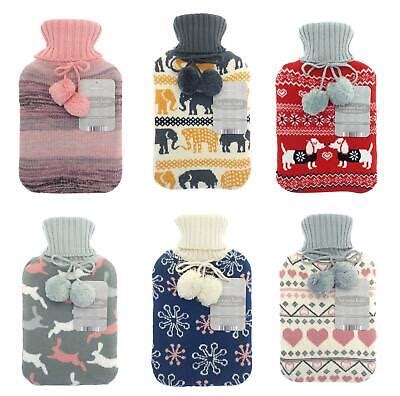 Hot Water Bottle With Soft Knit Covers Large Hotwater Bottles Hwb Ebay Uk