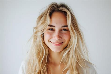 Premium Photo Cute Blonde Lady Smiling Captured On Camera