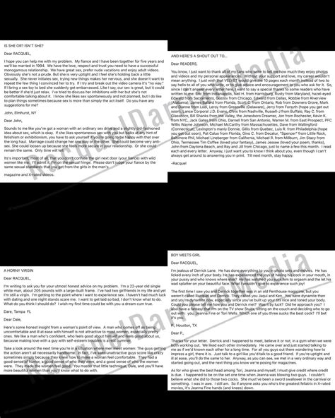 Racquel Darrian on the cover on Velvet magazine. Racquel had an advice