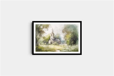 Country Church Oil Painting, Printable Wall Art, Vintage Farmhouse ...