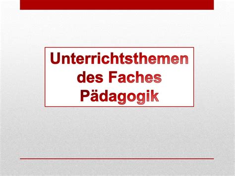 Das Unterrichtsfach P Dagogik Ppt Herunterladen