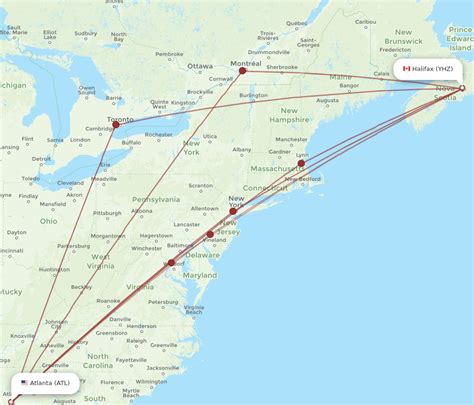 All Flight Routes From Halifax To Atlanta Yhz To Atl Flight Routes