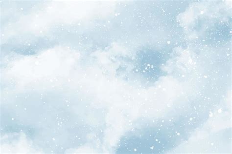 Abstract blue winter watercolor background. Sky pattern with snow ...