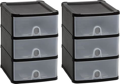 Jms We Create Smile Set Of Clear Black Tier Plastic Storage