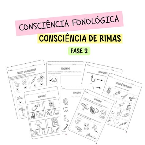 Atividades De Consciência Fonológica Rimas - Consciência de Rimas - FASE 2 (CONSCIÊNCIA FONOLÓGICA) - Prof. Juliana ...