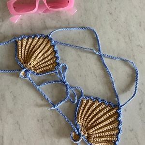 Bikini Set Crochet Patterns Seashell Top And Brazilian Bottom Etsy