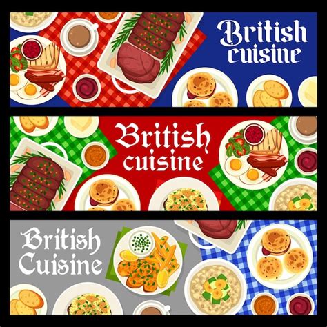 Premium Vector British Cuisine Restaurant Food Horizontal Banners