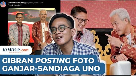 Gibran Posting Foto Ganjar Dan Sandiaga Di Akun Twitter Pribadinya