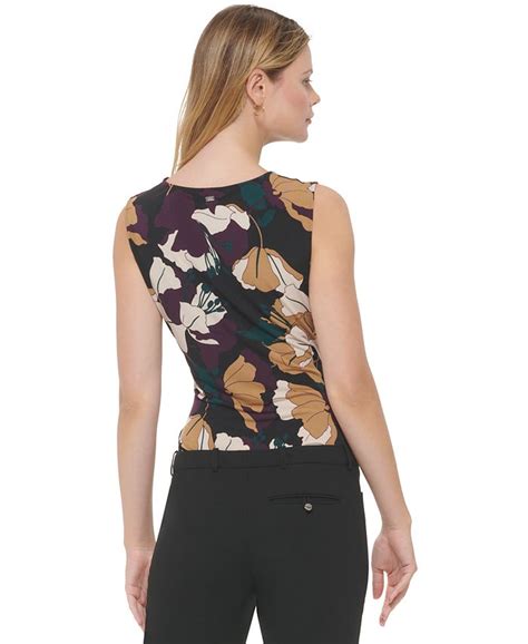 Calvin Klein Womens Floral V Neck Sleeveless Top Macys