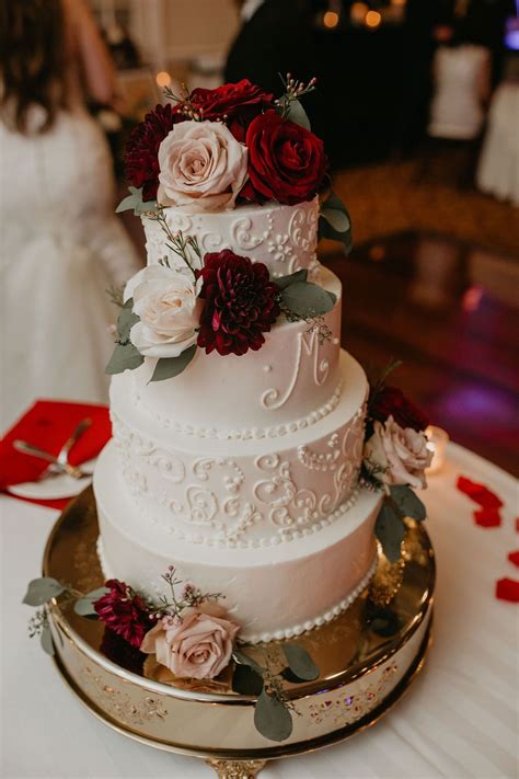 Burgundy And Blush Wedding Cake Albertina Bair