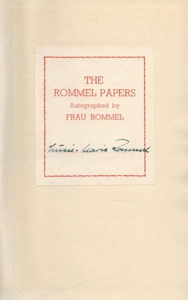 F. M. Erwin Rommel And Frau Rommel Signed Book The Rommel Papers Edited ...