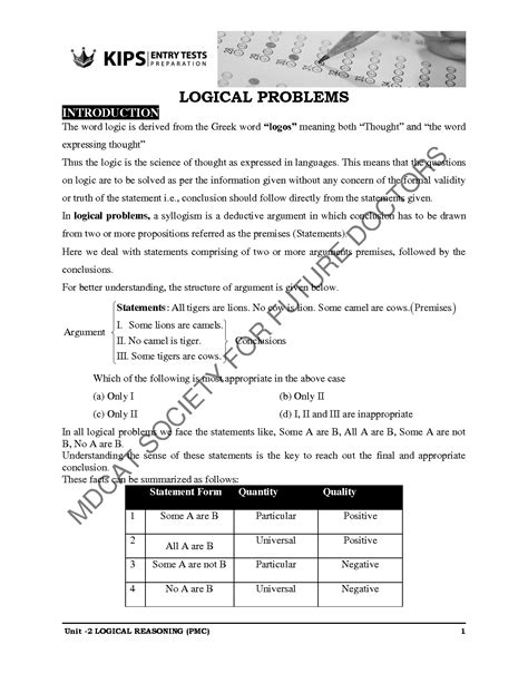 Solution Kips Logical Reasoning Unit Studypool