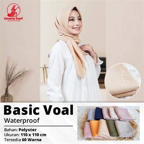 Jual Umama Scarf Kerudung Polos Segi Empat Basic Voal Waterproof