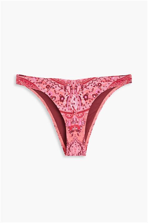 Zimmermann Paisley Print Mid Rise Bikini Briefs In Pink ModeSens