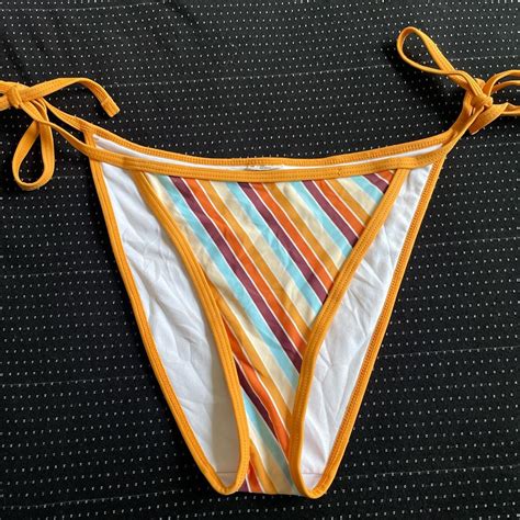 Stripped Bikini Bottom Fits Size Medium And Depop