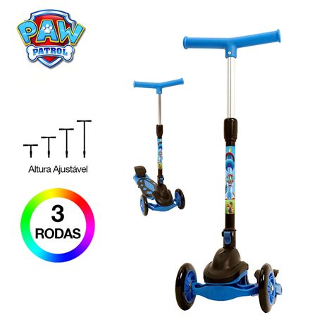 Patinete Dobrável do Patrulha Canina azul 3 Rodas Radical no Shoptime